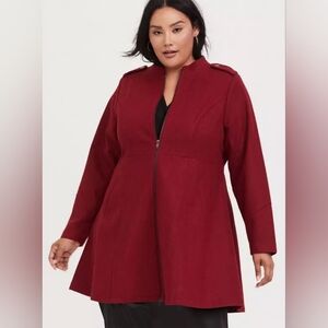 Torrid Size 3 Wool Zip-Front Fit and Flare Coat